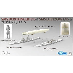 SMS Derfflinger & Lützow 1916 & Zeppelin Q Airship (Waterline LE)