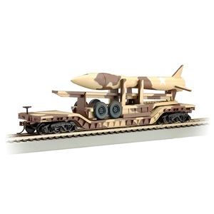 52' Centre-Depressed Flat Car - Desert Camouflage with Missile