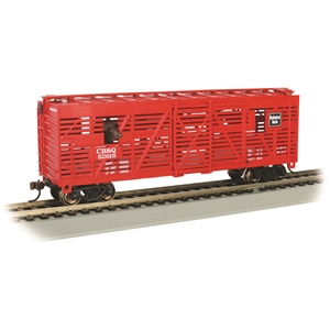 40' Stock Car - CB&Q #52025 With Cattle (Animated)