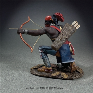 Native Warrior Kneeling with Bow and Arrow