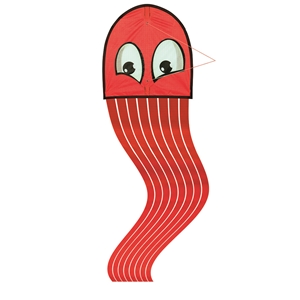 Octopus - ripstop-polyester kite with 8 long tails, handle and line