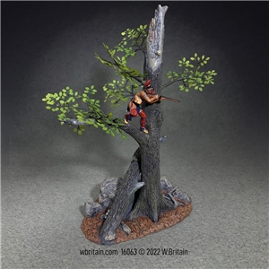 "A Clear Shot" - Native Warrior Firing From Tree - Summer Tree