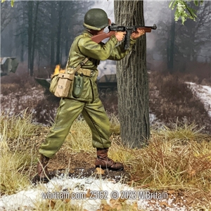 U.S. Infantryman Standing, Firing Thompson From Shoulder, 1944-45