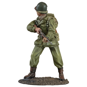 U.S. Infantry Company Officer Looking Around Corner, 1943-45