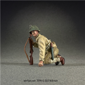 U.S. Infantryman Kneeling Watching for Movement, 1945-45