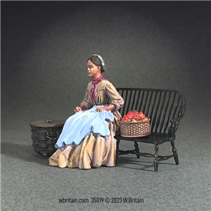 Emily Lost in Thought, Young Woman Sitting on Bench