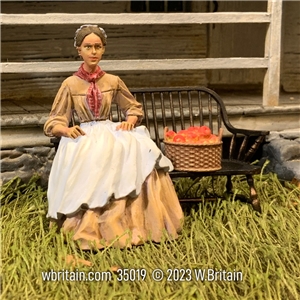 Emily Lost in Thought, Young Woman Sitting on Bench