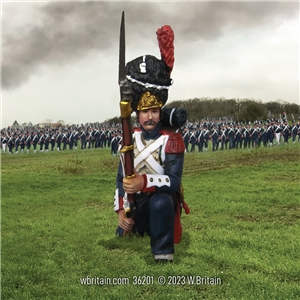 French Imperial Guard in Campaign Trousers Kneeling Defending, No 2