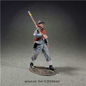 Confederate Infantry Marching with Bedroll Wearing Depot Jacket, No 2