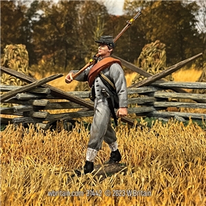 Confederate Infantry Marching with Bedroll Wearing Depot Jacket, No 2