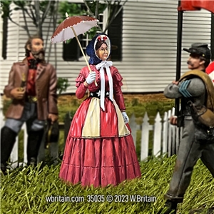 Miss Patty Dunbar Woman with Patriotic Apron and Parasol, 1861-65