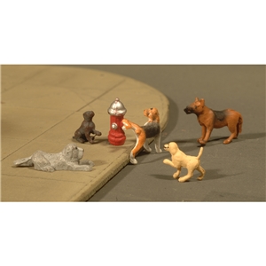 Dogs with Fire Hydrant (6/Pack)
