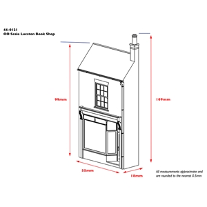 44-0121 Lucston low Relief Book Shop Dims