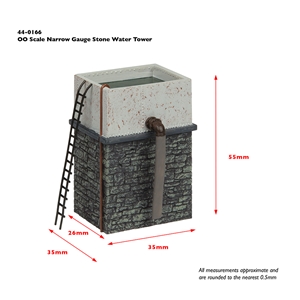 44-0166 Narrow Gauge Stone Water Tower Dims