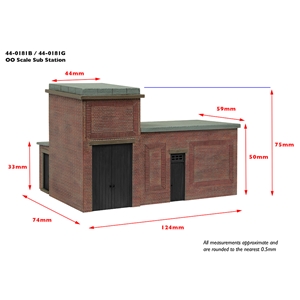 44-0181G - Lineside Brick Substation Green DIMS