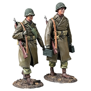 B25263 Heading up the Line Two U.S. Infantry Marching in Greatcoats, 1943-45