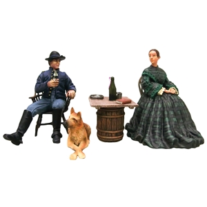 "A Welcome Visitor from Home" Union Officer, his Wife, and Dog