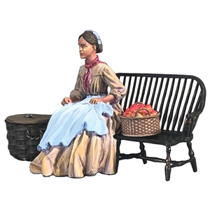 Emily Lost in Thought, Young Woman Sitting on Bench