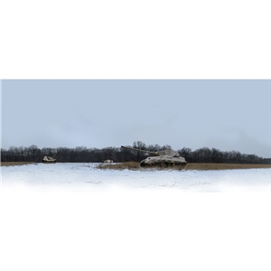 The King is Dead WW2 German Armor Abandoned in Winter Backdrop 31"x13"