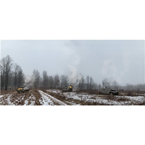 Stopped in Their Tracks - German Armoured Assault Backdrop 31" x 13"