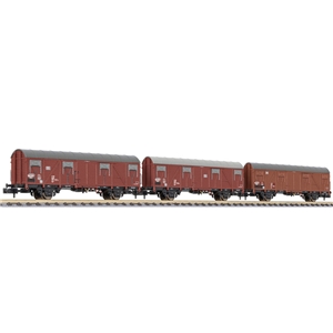 3-unit closed wagon Gbs 245 wooden walls no platform DB EpIV