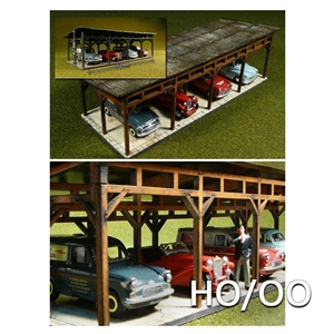 Laser-Cut 4 Car Shed Kit H0/00