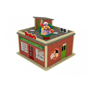 O Scale Hardware Shop w/Rotating Banner and Window Lights