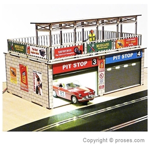 Retro Type Double Pit Stop Kit w/Light and Sliding Doors