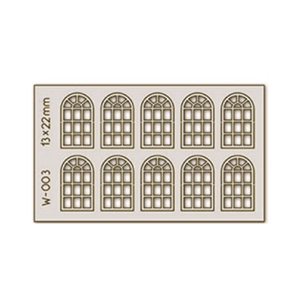 10 pcs 13X22mm 14 Pane Arched Windows H0/00