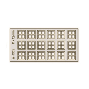 18 pcs 11X12mm 4 Pane Laser-Cut Windows H0/00