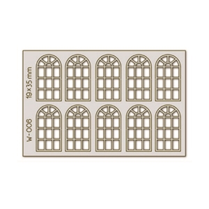 10 pcs 19X35mm 14 Pane Arched Windows H0/00
