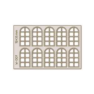 10 pcs 19X35mm 8 Pane Arched Windows H0/00