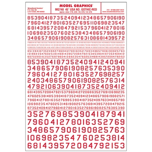 45° USA Gothic Numbers Red