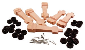 6-Pack Dragster Block with Wheels & Nail-type Axles